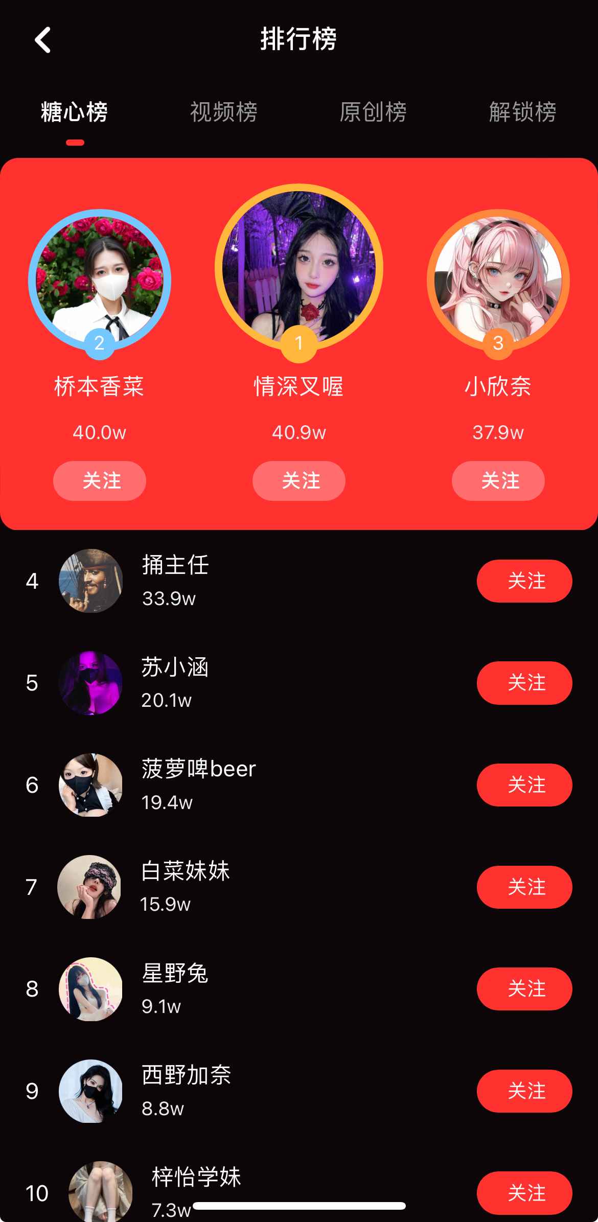 排行榜频道